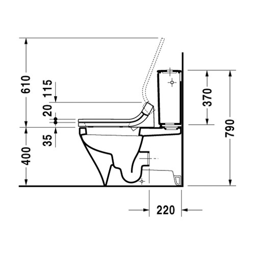 Immagine di Duravit SENSOWASH® vaso a pavimento DuraStyle a cacciata, senza cassetta, solo in abbinamento a SensoWash, UWL classe 1, colore bianco 2156590000