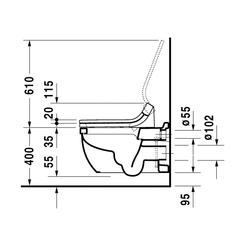 Immagine di Duravit SENSOWASH® vaso sospeso Starck 3 a cacciata, solo in abbinamento a SensoWash, UWL classe 1, colore bianco 2226590000