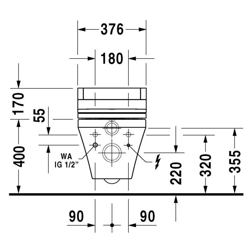 Immagine di Duravit SENSOWASH® vaso sospeso DuraStyle a cacciata, solo in abbinamento a SensoWash, UWL classe 1, colore bianco 2537590000