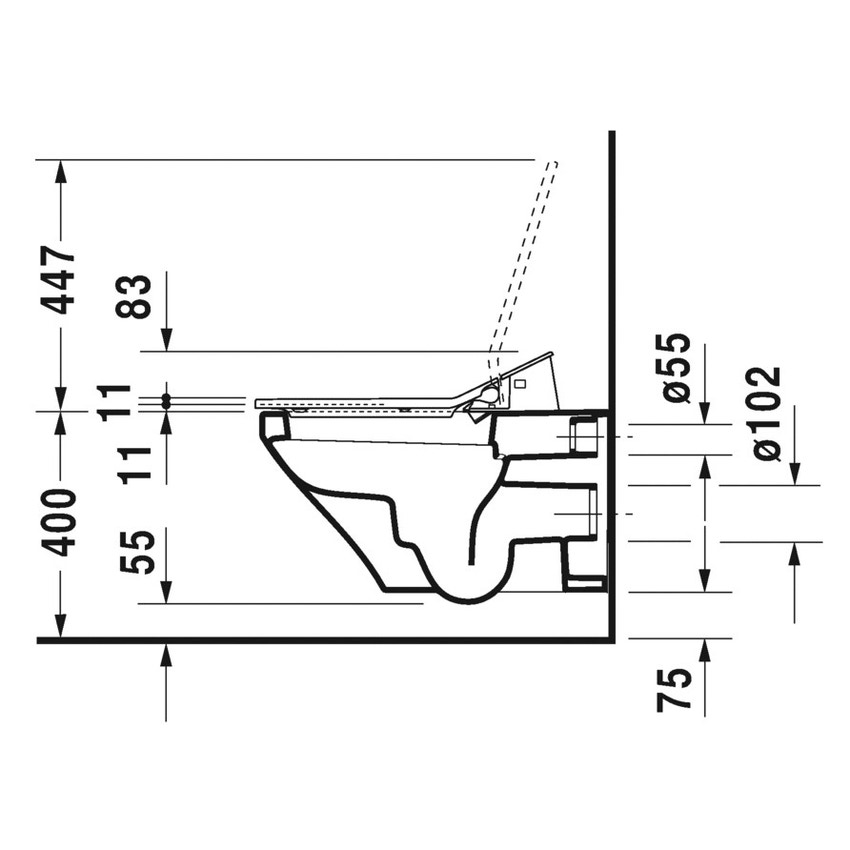 Immagine di Duravit SENSOWASH® vaso sospeso DuraStyle a cacciata, solo in abbinamento a SensoWash, UWL classe 1, colore bianco 2537590000