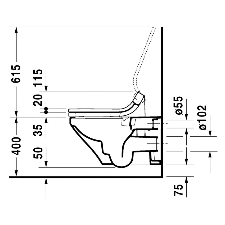 Immagine di Duravit SENSOWASH® set sedile elettronico SensoWash® Slim per DuraStyle e vaso sospeso DuraStyle Rimless, colore bianco 631001002004300