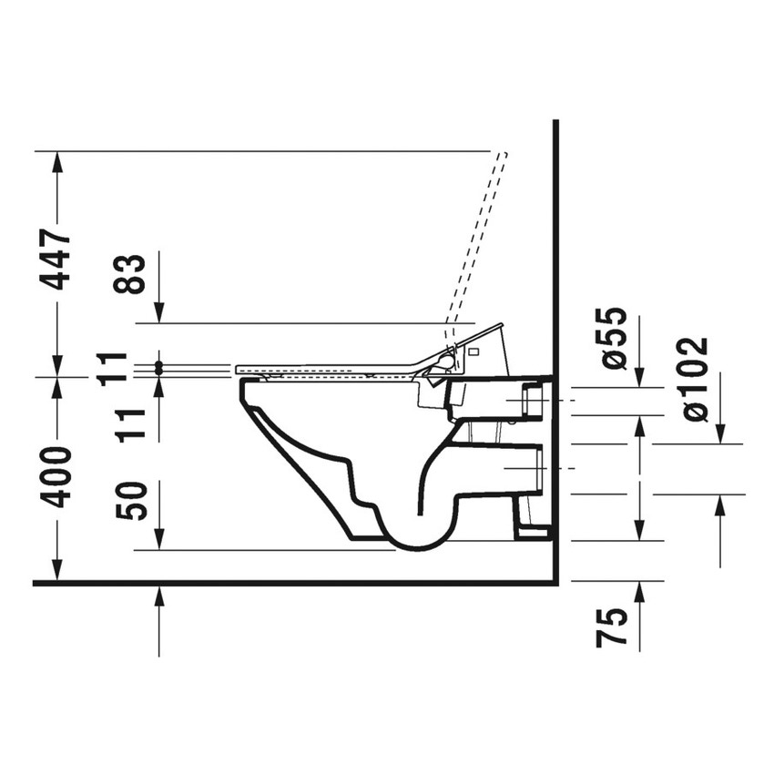 Immagine di Duravit SENSOWASH® set sedile elettronico SensoWash® Slim per DuraStyle e vaso sospeso DuraStyle Rimless, colore bianco 631001002004300