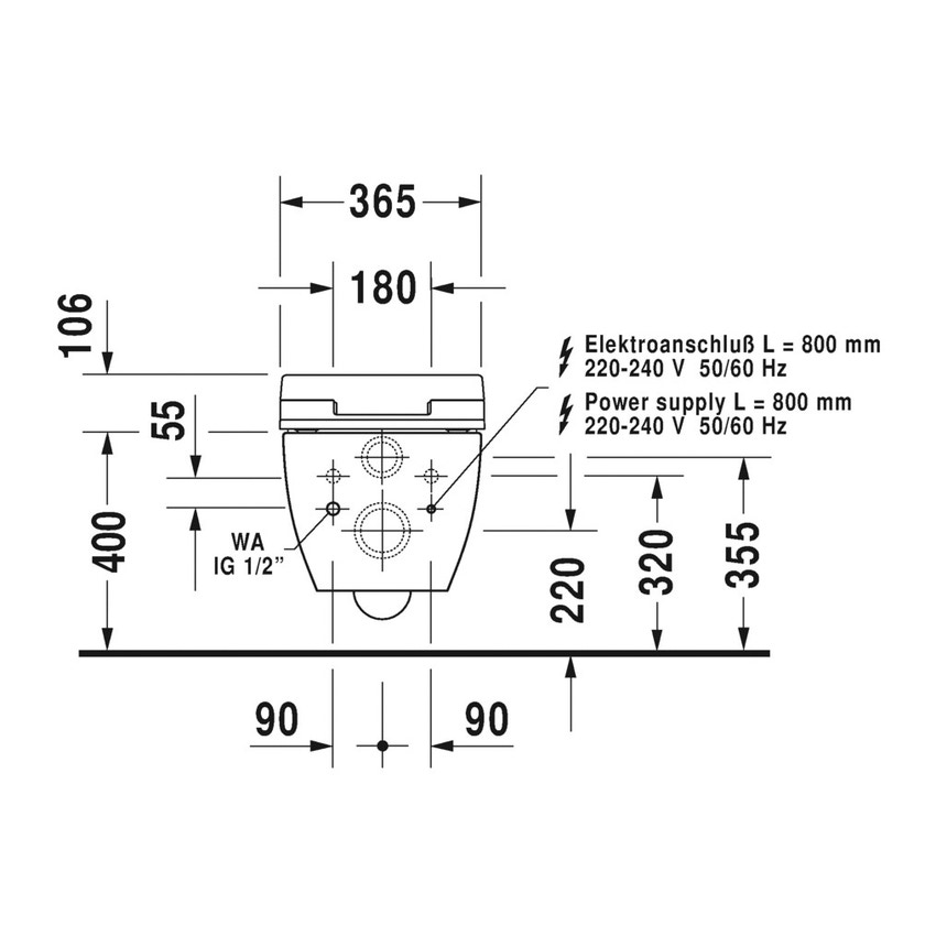 Immagine di Duravit SENSOWASH® vaso sospeso Happy D.2 a cacciata, senza brida, solo in abbinamento a SensoWash, UWL classe 1, colore bianco 2550590000