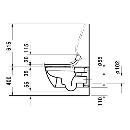 Immagine di Duravit SENSOWASH® vaso sospeso Happy D.2 a cacciata, senza brida, solo in abbinamento a SensoWash, UWL classe 1, colore bianco 2550590000