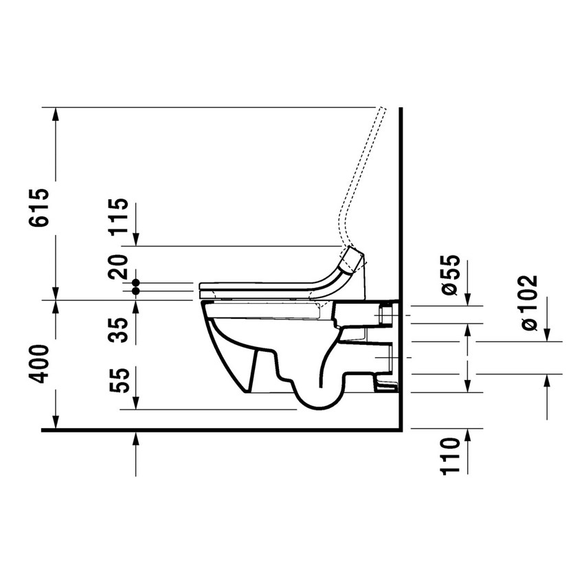 Immagine di Duravit SENSOWASH® vaso sospeso Happy D.2 a cacciata, senza brida, solo in abbinamento a SensoWash, UWL classe 1, colore bianco 2550590000