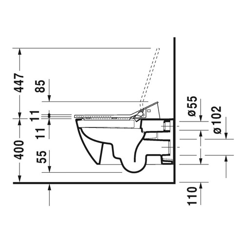 Immagine di Duravit SENSOWASH® vaso sospeso Happy D.2 a cacciata, senza brida, solo in abbinamento a SensoWash, UWL classe 1, colore bianco 2550590000
