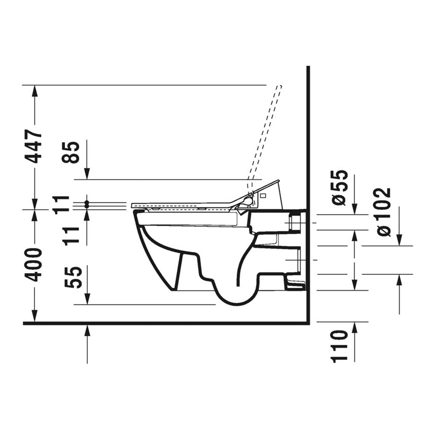 Immagine di Duravit SENSOWASH® vaso sospeso Happy D.2 a cacciata, senza brida, solo in abbinamento a SensoWash, UWL classe 1, colore bianco 2550590000