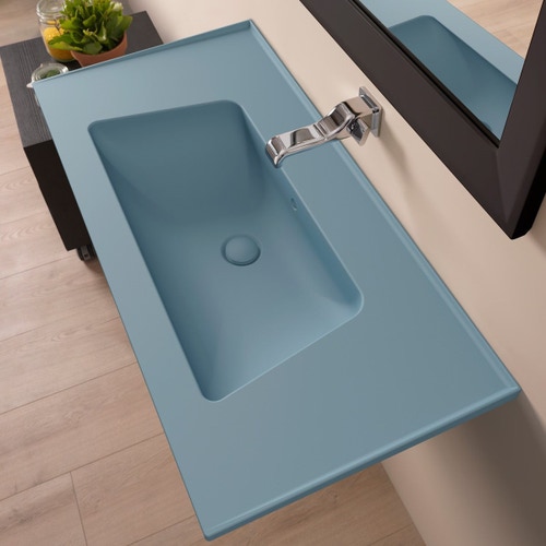 Immagine di Flaminia BLOOM 70 consolle sospesa 72 cm, con troppopieno, colore nuvola finitura opaco BM70LNUV