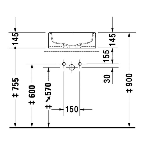 Immagine di Duravit STARCK 1 bacinella da appoggio soprapiano 46 cm senza foro per rubinetteria, con rettifica, senza troppopieno, senza bordo per rubinetteria, colore bianco 0445460000