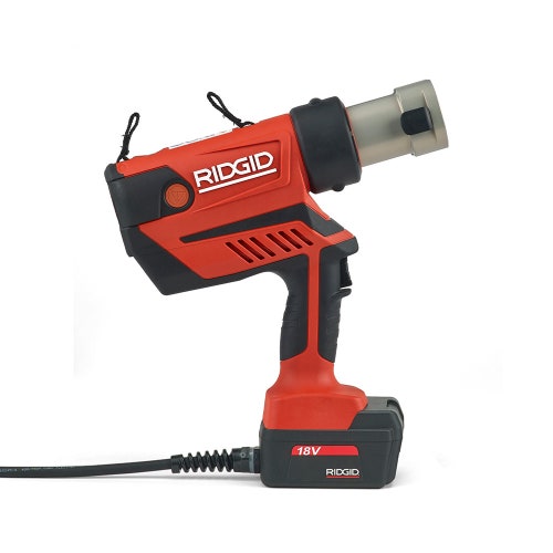 Immagine di Ridgid RP 350-C Pressatrice a pistola completo di ganasce V 15-18-22 mm, adattatore per alimentazione 220 V (con cavo da 5 m) e cassetta di trasporto 67128