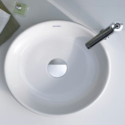 Immagine di Duravit STARCK 2 bacinella da appoggio soprapiano 43.5 cm senza foro per rubinetteria, con rettifica, senza troppopieno e senza bordo per rubinetteria, colore bianco 2321440000