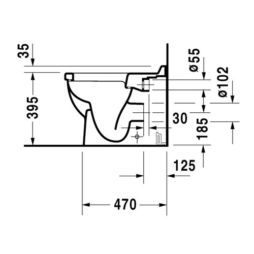 Immagine di Duravit STARCK 3 vaso a pavimento a cacciata per cassetta a incasso o esterna, con scarico orizzontale, senza sedile, fabbisogno di acqua di risciacquo 6 l, UWL classe 2, colore bianco 0124090000