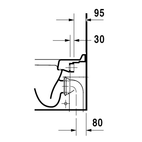Immagine di Duravit STARCK 3 vaso a pavimento a cacciata per cassetta a incasso o esterna, con scarico orizzontale, senza sedile, fabbisogno di acqua di risciacquo 6 l, UWL classe 2, WonderGliss, colore bianco 01240900001