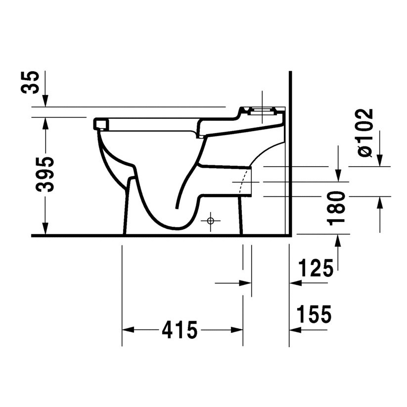 Immagine di Duravit STARCK 3 vaso monoblocco a pavimento a cacciata, per cassetta appoggiata non inclusa, senza sedile, con scarico orizzontale, fabbisogno di acqua di risciacquo 6 l, UWL classe 2, colore bianco 0126090000