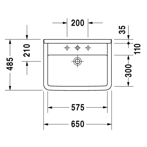 Immagine di Duravit STARCK 3 lavabo 65 cm monoforo, con troppopieno e bordo per rubinetteria, lato inferiore smaltato, colore bianco 0300650000