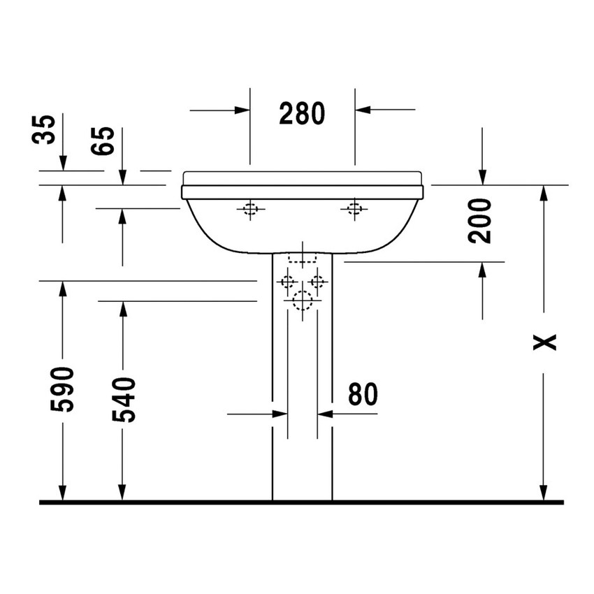 Immagine di Duravit STARCK 3 lavabo 65 cm monoforo, con troppopieno e bordo per rubinetteria, lato inferiore smaltato, WonderGliss, colore bianco 03006500001