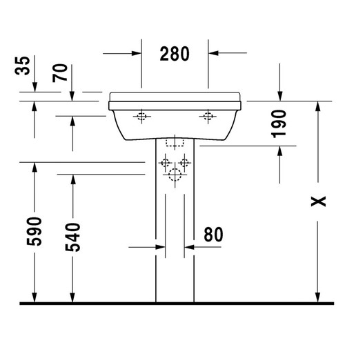 Immagine di Duravit STARCK 3 lavabo 55 cm monoforo, con troppopieno e bordo per rubinetteria, lato inferiore smaltato, colore bianco 0300550000