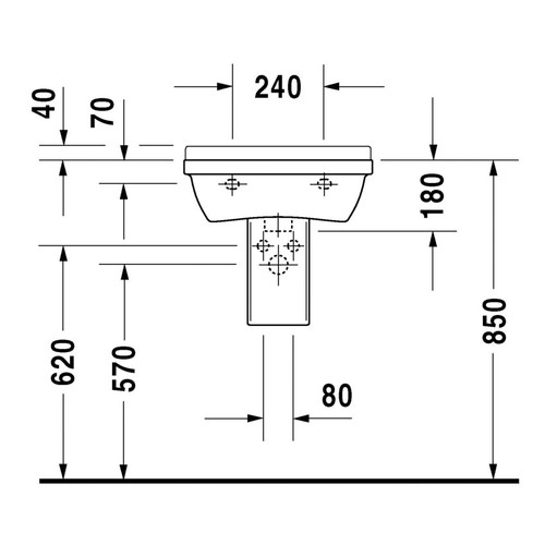 Immagine di Duravit STARCK 3 lavabo 50 cm monoforo, con troppopieno e bordo per rubinetteria, lato inferiore smaltato, WonderGliss, colore bianco 03005000001