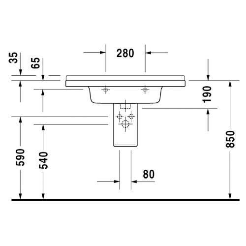 Immagine di Duravit STARCK 3 lavabo consolle 85 cm monoforo, con troppopieno e con bordo per rubinetteria, colore bianco 0304800000
