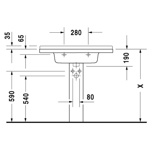 Immagine di Duravit STARCK 3 lavabo consolle 85 cm monoforo, senza troppopieno e con bordo per rubinetteria, colore bianco 0304800041