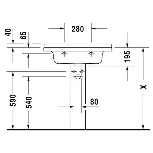 Immagine di Duravit STARCK 3 lavabo consolle 70 cm monoforo, con troppopieno e con bordo per rubinetteria, colore bianco 0304700000