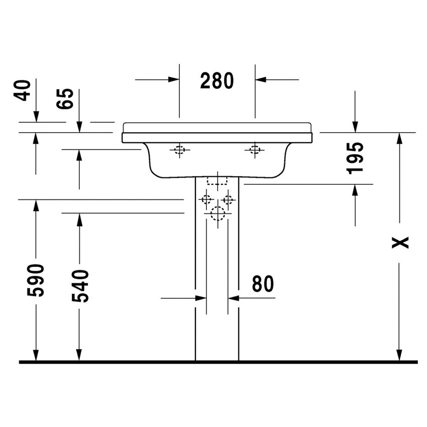 Immagine di Duravit STARCK 3 lavabo consolle 70 cm monoforo, senza troppopieno e con bordo per rubinetteria, colore bianco 0304700041