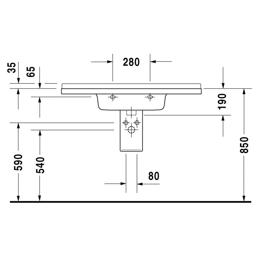 Immagine di Duravit STARCK 3 lavabo consolle 105 cm monoforo, con troppopieno e con bordo per rubinetteria, WonderGliss, colore bianco 03041000001