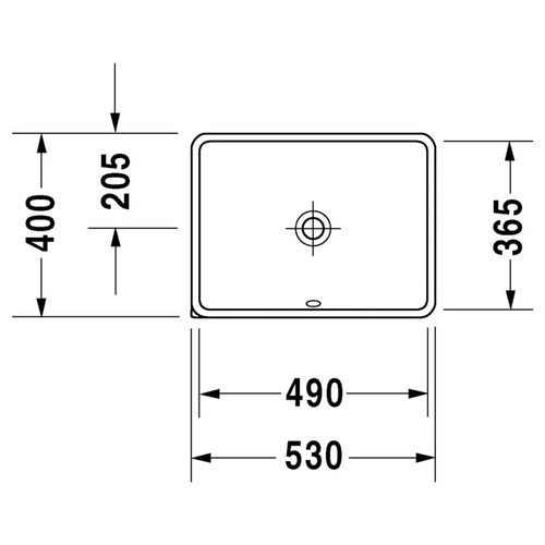 Immagine di Duravit STARCK 3 lavabo da incasso 49 cm senza foro per rubinetteria, per incasso sottopiano, con troppopieno, senza bordo per rubinetteria, colore bianco 0305490000