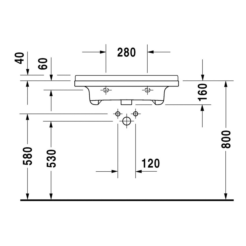 Immagine di Duravit STARCK 3 lavabo Vital 70 cm monoforo, con troppopieno e bordo per rubinetteria, lato inferiore smaltato, WonderGliss, colore bianco 03097000001