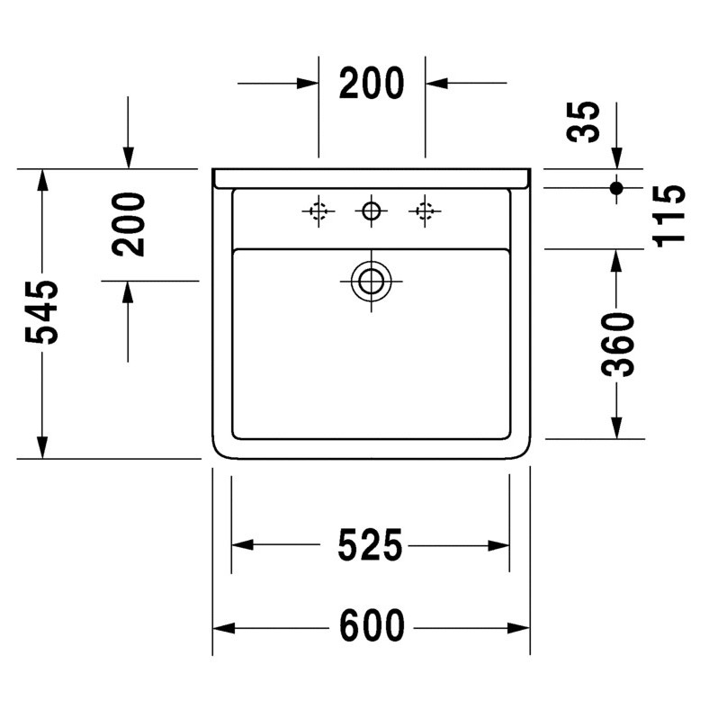 Immagine di Duravit STARCK 3 lavabo Vital 60 cm monoforo, con troppopieno e bordo per rubinetteria, lato inferiore smaltato, colore bianco 0309600000