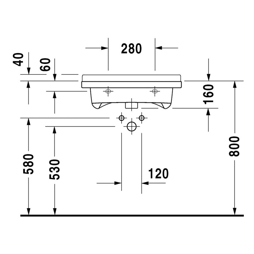 Immagine di Duravit STARCK 3 lavabo Vital 60 cm monoforo, con troppopieno e bordo per rubinetteria, lato inferiore smaltato, WonderGliss, colore bianco 03096000001