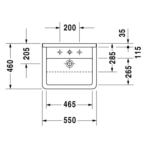 Immagine di Duravit STARCK 3 lavabo semincasso 55 cm monoforo, con troppopieno, con bordo per rubinetteria, colore bianco 0310550000