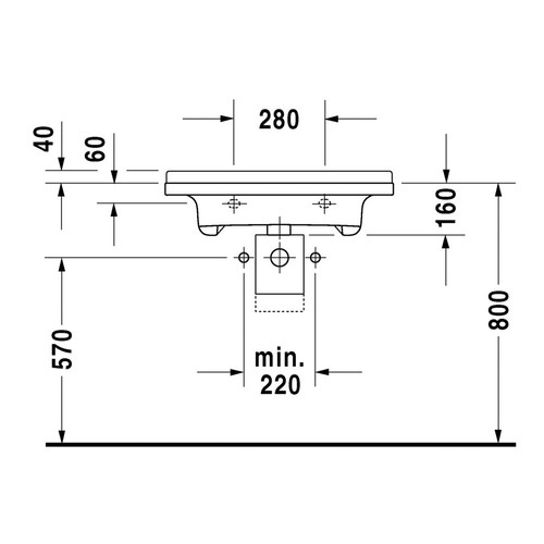 Immagine di Duravit STARCK 3 lavabo Vital Med 70 cm con foro diaframmato per rubinetteria, senza troppopieno, con bordo per rubinetteria, lato inferiore smaltato, colore bianco 0312700000