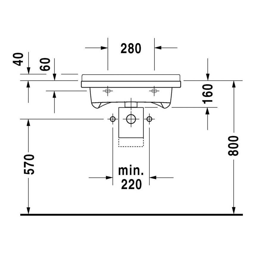 Immagine di Duravit STARCK 3 lavabo Vital Med 60 cm con foro diaframmato per rubinetteria, senza troppopieno, con bordo per rubinetteria, lato inferiore smaltato, colore bianco 0312600000