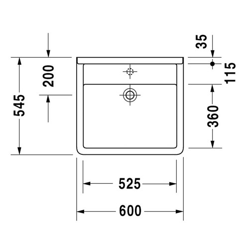 Immagine di Duravit STARCK 3 lavabo Vital Med 60 cm con foro diaframmato per rubinetteria, senza troppopieno, con bordo per rubinetteria, lato inferiore smaltato, WonderGliss, colore bianco 03126000001