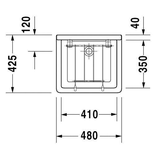 Immagine di Duravit STARCK 3 lavatoio 48 cm senza foro per rubinetteria, senza troppopieno e senza bordo per rubinetteria, lato inferiore smaltato, colore bianco 0313480000