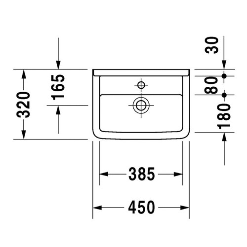 Immagine di Duravit STARCK 3 lavamani 45 cm monoforo, con troppopieno, con bordo per rubinetteria, lato inferiore smaltato, colore bianco 0750450000