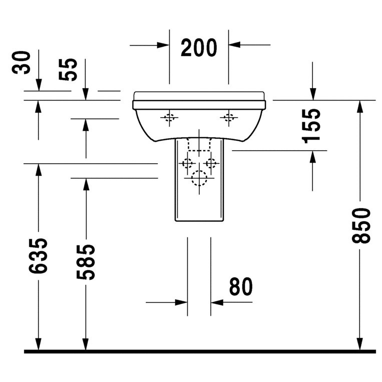 Immagine di Duravit STARCK 3 lavamani 45 cm monoforo, con troppopieno, con bordo per rubinetteria, lato inferiore smaltato, colore bianco 0750450000