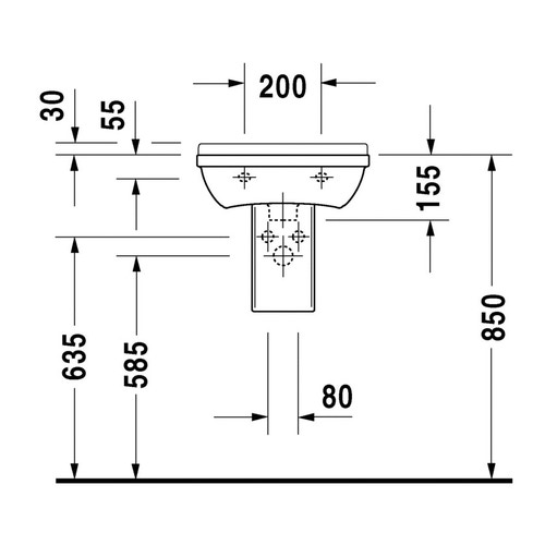 Immagine di Duravit STARCK 3 lavamani 45 cm con un foro diaframmato per rubinetteria, con troppopieno, con bordo per rubinetteria, lato inferiore smaltato, colore bianco 0750450010