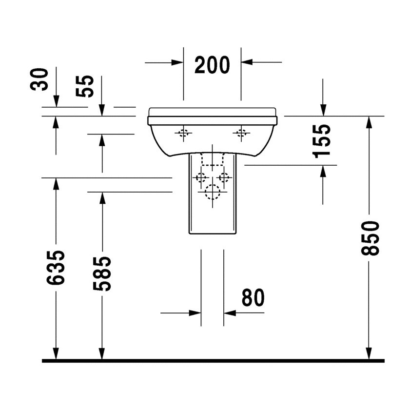 Immagine di Duravit STARCK 3 lavamani 45 cm con un foro diaframmato per rubinetteria, con troppopieno, con bordo per rubinetteria, lato inferiore smaltato, colore bianco 0750450010