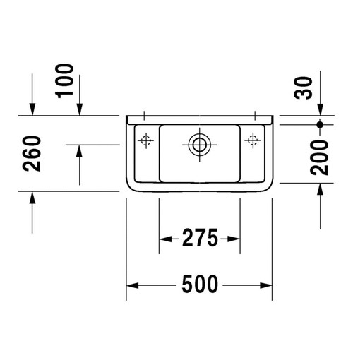 Immagine di Duravit STARCK 3 lavamani 50 cm con due fori diaframmati per rubinetteria, con troppopieno, con bordo per rubinetteria, lato inferiore smaltato, colore bianco 0751500000