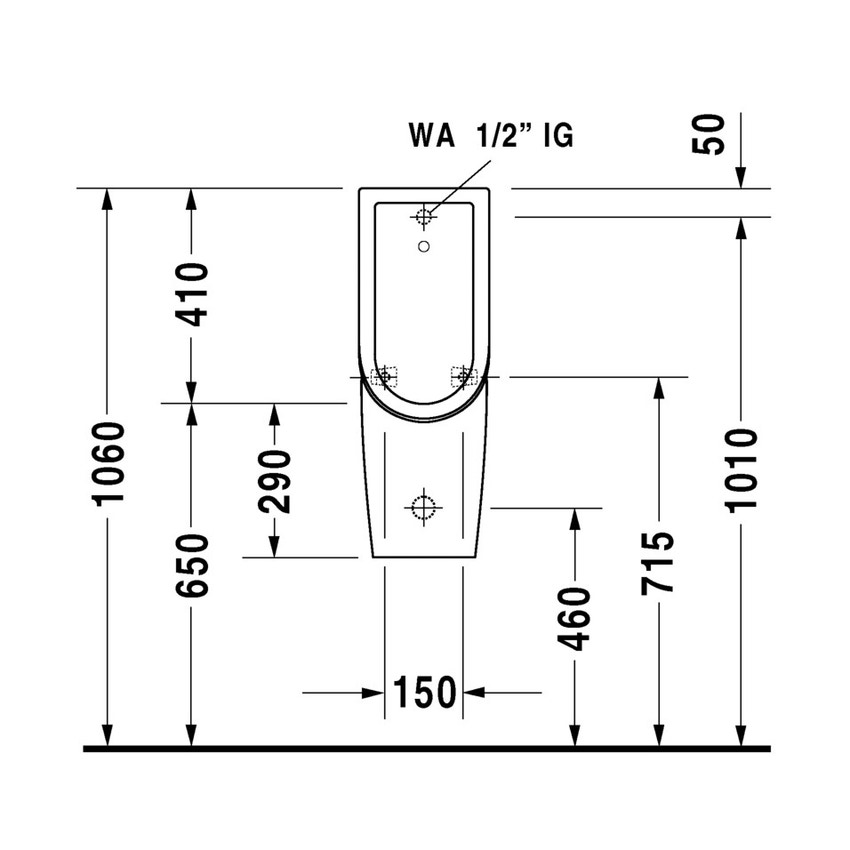 Immagine di Duravit STARCK 3 orinatoio entrata posteriore nascosta, con mosca, senza brida, HygieneGlaze, colore bianco 0827252007