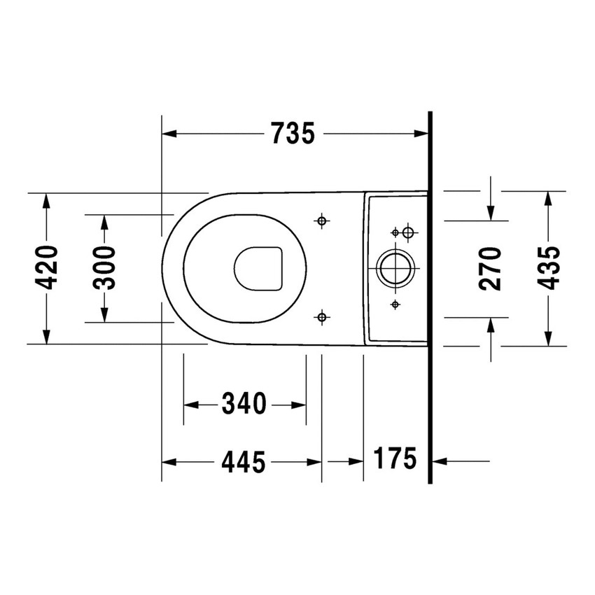 Immagine di Duravit STARCK 3 vaso monoblocco a pavimento Comfort a cacciata, per cassetta appoggiata non inclusa, senza sedile, fabbisogno di acqua di risciacquo 6 l, UWL classe 2, colore bianco 2104090000