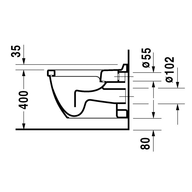 Immagine di Duravit STARCK 3 vaso sospeso a fondo piano, senza sedile, fabbisogno di acqua di risciacquo 6 l, UWL classe 2, colore bianco 2201090000