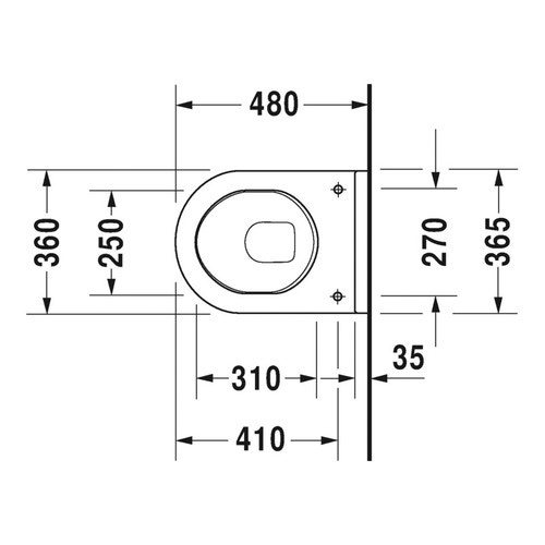 Immagine di Duravit STARCK 3 vaso sospeso Compact a cacciata, senza sedile, fabbisogno di acqua di risciacquo 4,5 l, UWL classe 2, colore bianco 2202090000