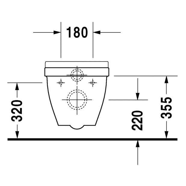 Immagine di Duravit STARCK 3 vaso sospeso Compact a cacciata, senza sedile, fabbisogno di acqua di risciacquo 4,5 l, UWL classe 2, colore bianco 2202090000
