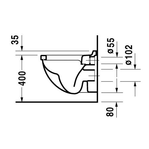 Immagine di Duravit STARCK 3 vaso sospeso Compact a cacciata, senza sedile, fabbisogno di acqua di risciacquo 4,5 l, UWL classe 2, colore bianco 2202090000