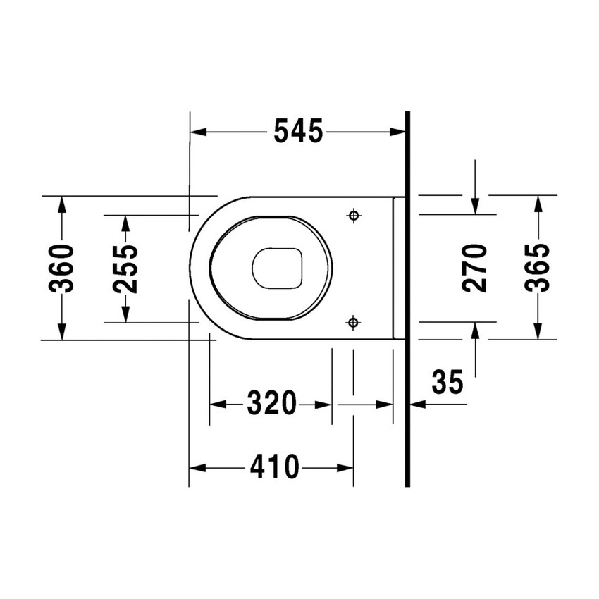 Immagine di Duravit STARCK 3 vaso sospeso Comfort a cacciata, senza sedile, altezza di seduta + 5 cm, fabbisogno di acqua di risciacquo 6 l, UWL classe 2, colore bianco 2215090000