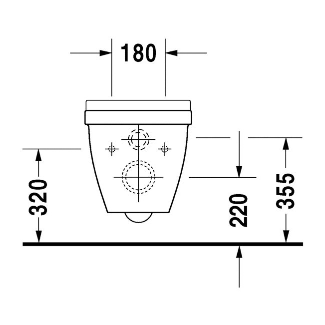 Immagine di Duravit STARCK 3 vaso sospeso Comfort a cacciata, senza sedile, altezza di seduta + 5 cm, fabbisogno di acqua di risciacquo 6 l, UWL classe 2, colore bianco 2215090000