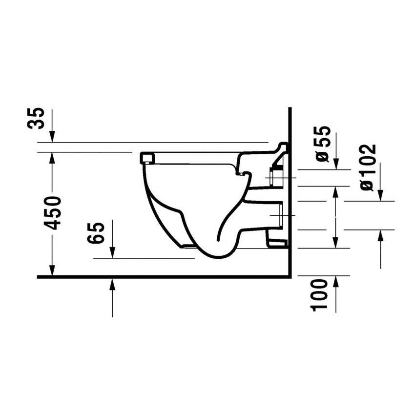Immagine di Duravit STARCK 3 vaso sospeso Comfort a cacciata, senza sedile, altezza di seduta + 5 cm, fabbisogno di acqua di risciacquo 6 l, UWL classe 2, colore bianco 2215090000